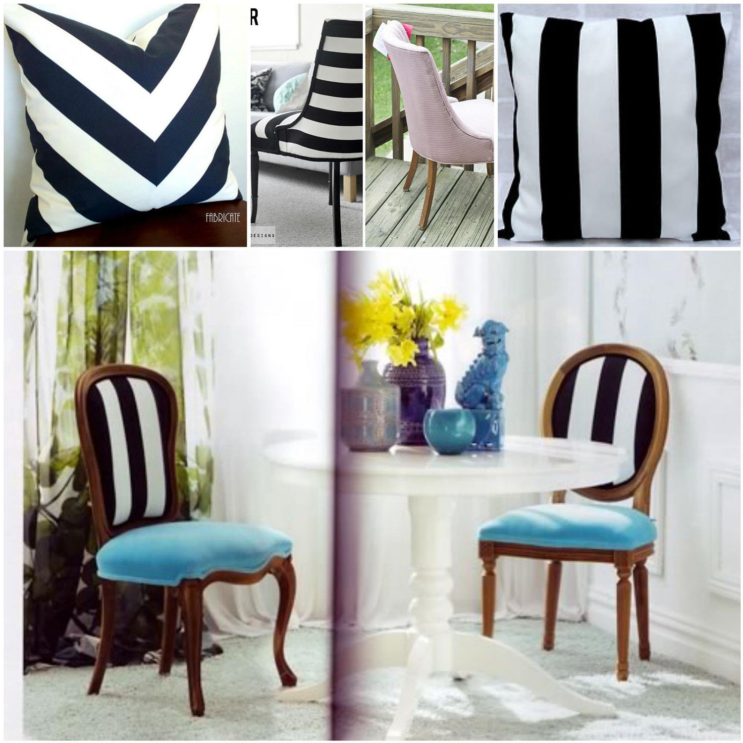 BLACK & White Striped Fabric - Sofia Stripes Curtain, Table Runner