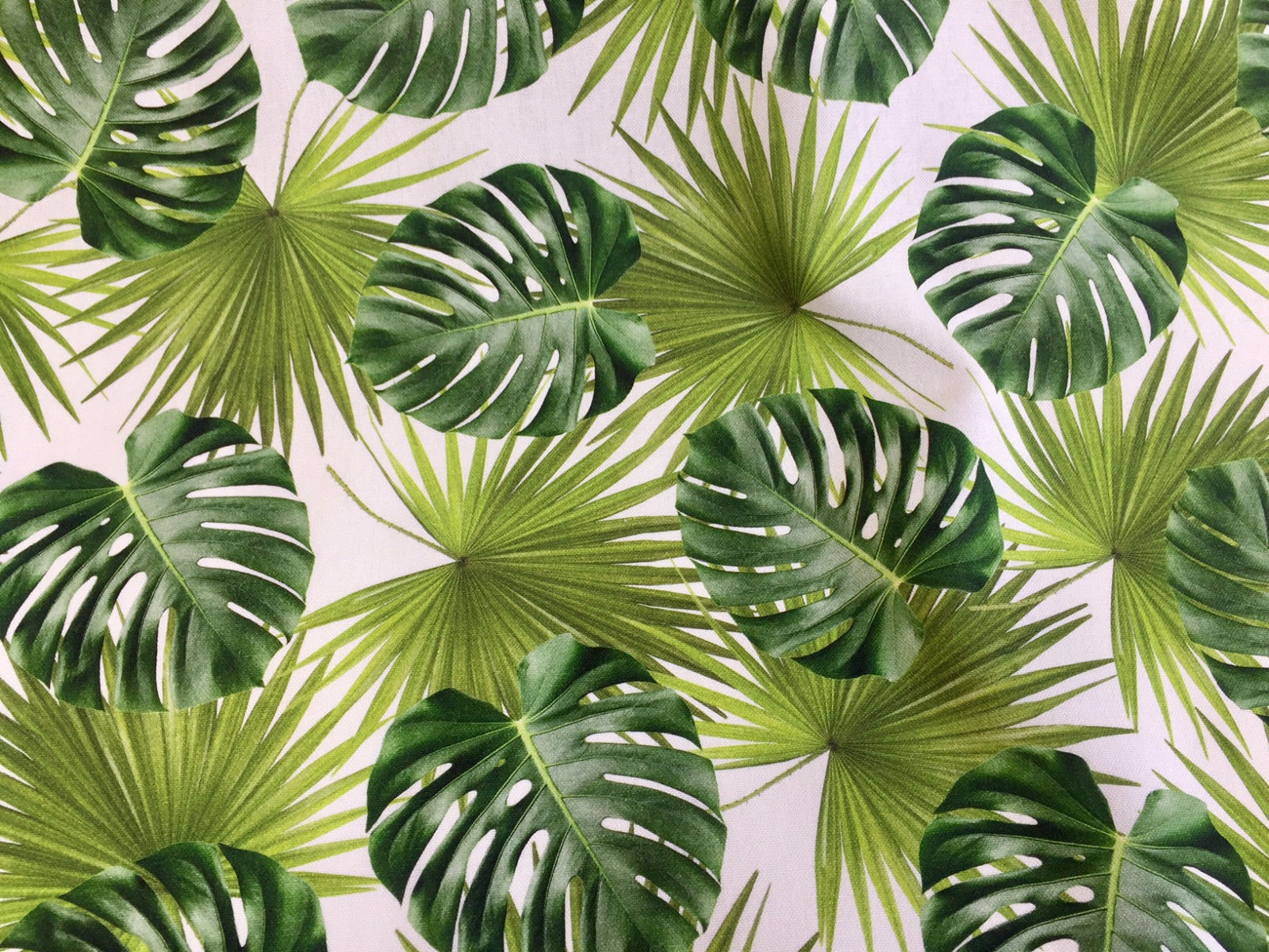 GREEN PALM LEAVES Cotton Fabric for Curtain Upholstery - digital ...