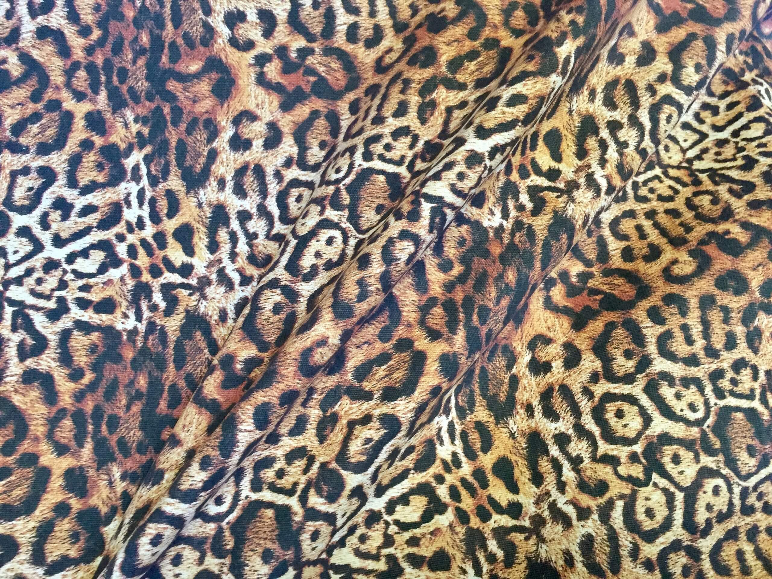 PANTHER LEOPARD Print Cotton Fabric Material - animal print canvas for ...