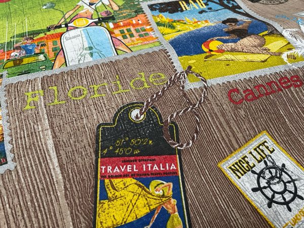 Vintage Travel Postcard Magazine Print Fabric – Dolce Vita Retro Global Travel Motifs Pin Up Girl - Crafts & Home Décor – Key West, Italy, Portofino, California, 140cm Wide - Image 3