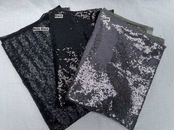 3mm Mini Sequins Fabric Material - 1 way stretch - 130cm or 51" wide - Sparkling Paillettes - Grey - Image 6