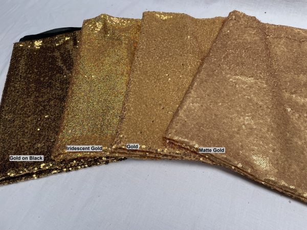 3mm Mini Sequins Fabric Material - 1 way stretch - 130cm or 51" wide - Sparkling Paillettes - Gold - Image 3