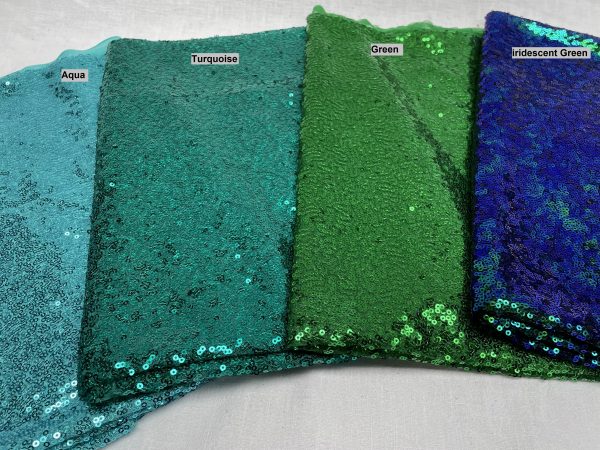 3mm Mini Sequins Fabric Material - 1 way stretch - 120cm or 47" wide - Sparkling Hologram Paillettes - Iridescent Green Purple - Image 4