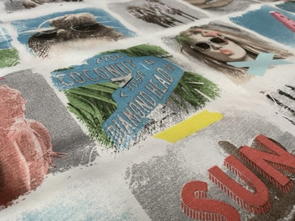 Summer Beach Fabric Ice Cream Travel Holiday Polaroid Images Memories Curtain Upholstery Cotton Material - 110"/280cm Wide - Image 4