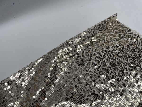 3mm Mini Sequins Fabric Material - 1 way stretch - 130cm or 51" wide - Sparkling Paillettes - Champagne - Image 5