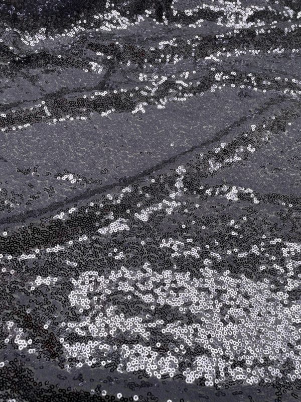 3mm Mini Sequins Fabric Material - 1 way stretch - 130cm or 51" wide - Sparkling Paillettes - Grey - Image 2