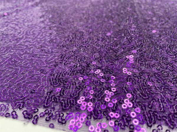 3mm Mini Sequins Fabric Material - 1 way stretch - 120cm or 47" wide - Sparkling Paillettes - Purple - Image 2
