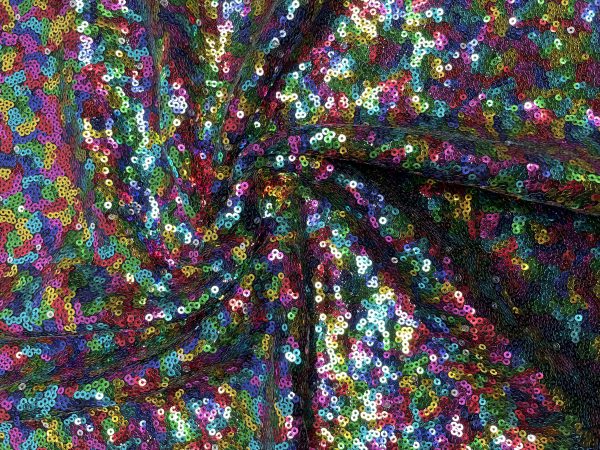 3mm Mini Sequins Fabric Stretch Material Sparkling Paillettes - 130cm or 51" wide - Rainbow - Image 7
