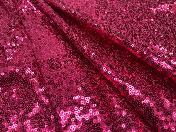 3mm Mini Sequins Fabric Material - 1 way stretch - 130cm or 51" wide - Sparkling Paillettes - Raspberry Pink - Image 5
