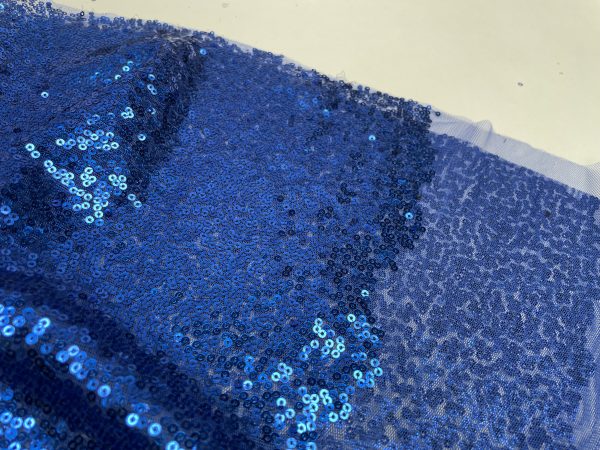 3mm Mini Sequins Fabric Material Stretch Mesh- 130cm or 51" wide - Sparkling Paillettes - Royal Blue Sequin - Image 4