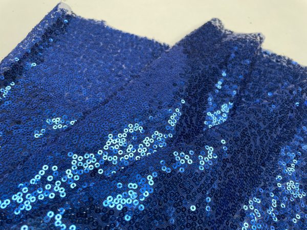 3mm Mini Sequins Fabric Material Stretch Mesh- 130cm or 51" wide - Sparkling Paillettes - Royal Blue Sequin - Image 3