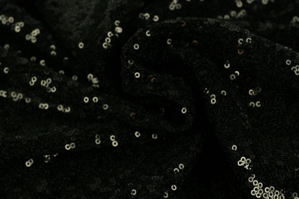 3mm Mini Sequin Fabric material, 1 way stretch /130cm wide / BLACK ...