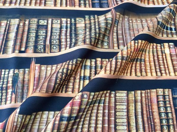 BOOKSHELF BOOK Library Books Fabric Curtain Upholstery Cotton Material / digital print fabric / book shelf effect - 140cm wide