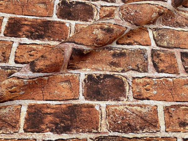 RED BRICK WALL Designer Curtain Upholstery cotton fabric material - 140cm wide - Red Bricks Print Canvas - Image 2