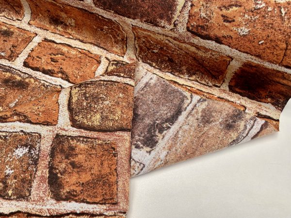 RED BRICK WALL Designer Curtain Upholstery cotton fabric material - 140cm wide - Red Bricks Print Canvas - Image 6