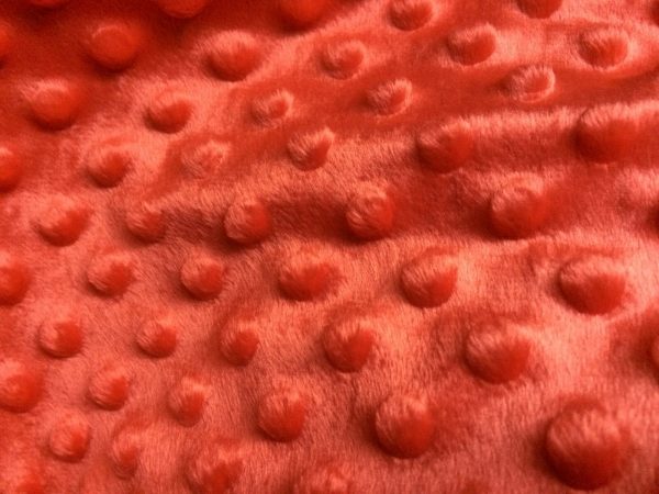 Supersoft Dimple DOT Cuddle Soft Fleece Plush Velboa Fabric - 59"/150cm wide - CARROT RED Plush