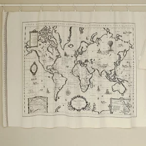 World Map Linen Fabric - World Map Curtain Panel Linen Material Hanging Tapestry 60 x 105cm - sold by panels