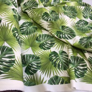 GREEN PALM LEAVES Cotton Fabric for Curtain Upholstery - digital ...