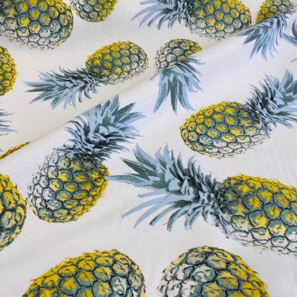 Yellow Pineapple Cotton Fabric for Curtain Upholstery green tropical leaf 140cm wide Lush Fabric