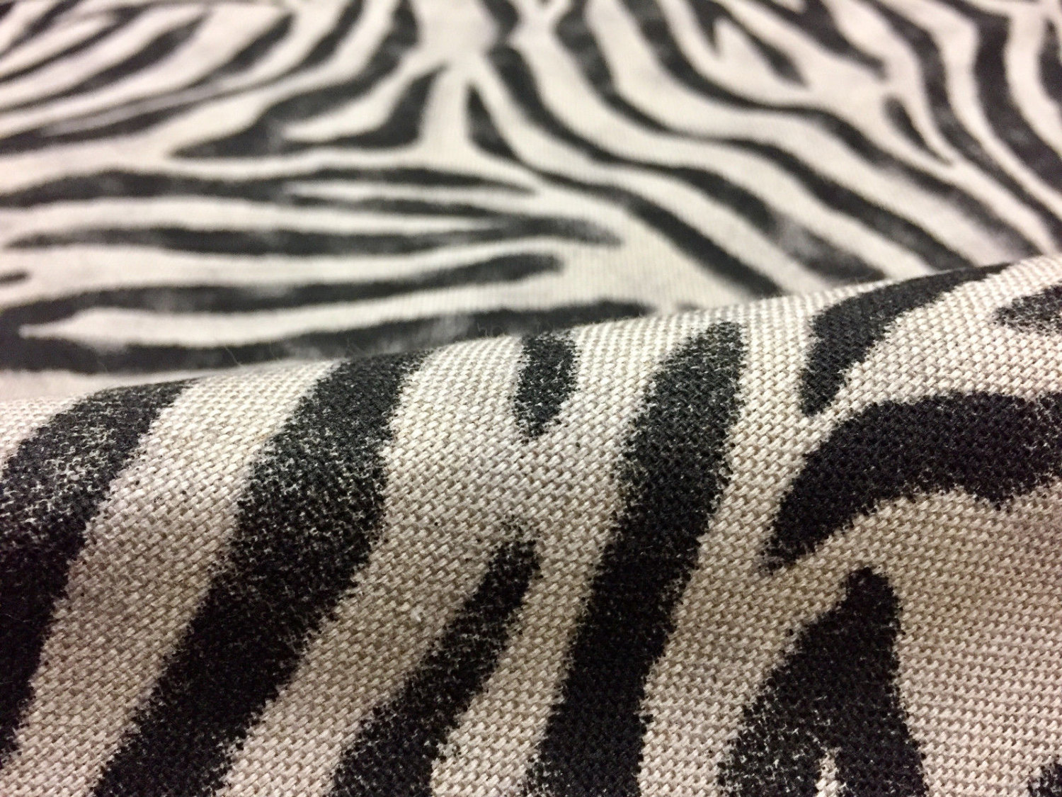 ZEBRA Animal Print Fabric Linen Look Curtains Upholstery Dressmaking  Material - Black Stripes - 55 inches wide - Lush Fabric