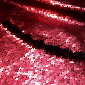 MERMAID Reversible 5mm Sequin Fabric Flip Two Tone Stretch Material - 130cm wide - Black & Red sequins