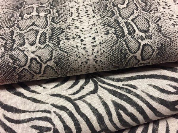 ZEBRA or SNAKE SKIN Animal Print Fabric Linen Cotton Blend - curtains upholstery dressmaking fabrics - Black Stripes - 55 inches wide