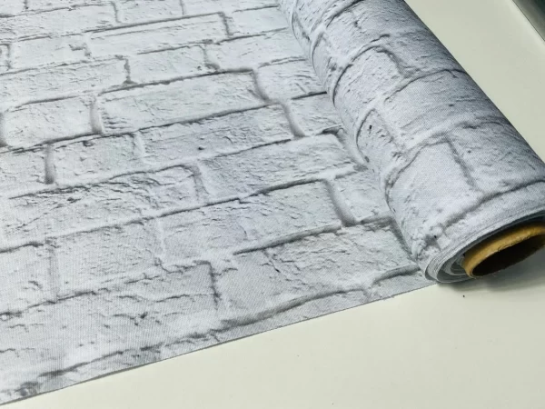 WHITE BRICK WALL Print Cotton Fabric for Curtains Backdrop - bricks stone effect material - 110''/ 280cm EXTRA wide - Image 4