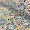 AQUARIUS Flower Mandala Stars Hippy Print Fabric Curtain Upholstery material - 110'' / 280 cm Extra wide - BLUE