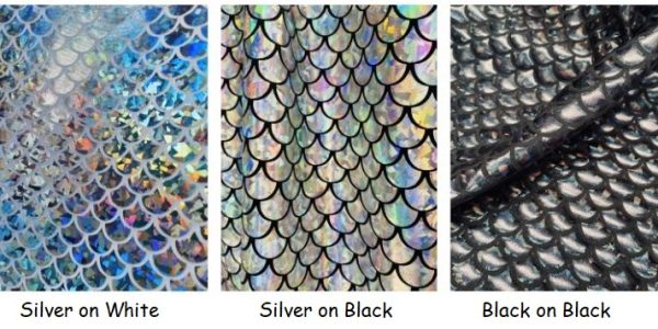 Mermaid Scale Fabric Fish Tale Foil Iridescent Stretch Spandex Material - 150cm wide - Silver on White - Image 6