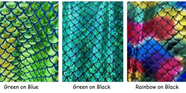 Mermaid Scale Fabric Fish Tale Foil Iridescent Stretch Spandex Material - 150cm wide - Green on Blue - Image 5