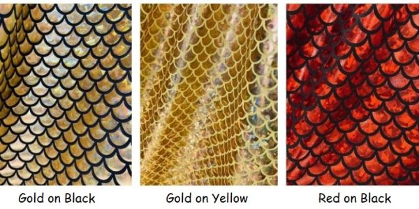 Mermaid Scale Fabric Fish Tale Foil Iridescent Stretch Spandex Material - 150cm wide - Gold on Yellow - Image 5