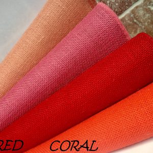 12'' wide Rustic Burlap Jute Runners For Events, Weddings, Home - Jute Hessian Table Runner - Salmon Pink, Pink, Red, Coral, Burgundy Jute