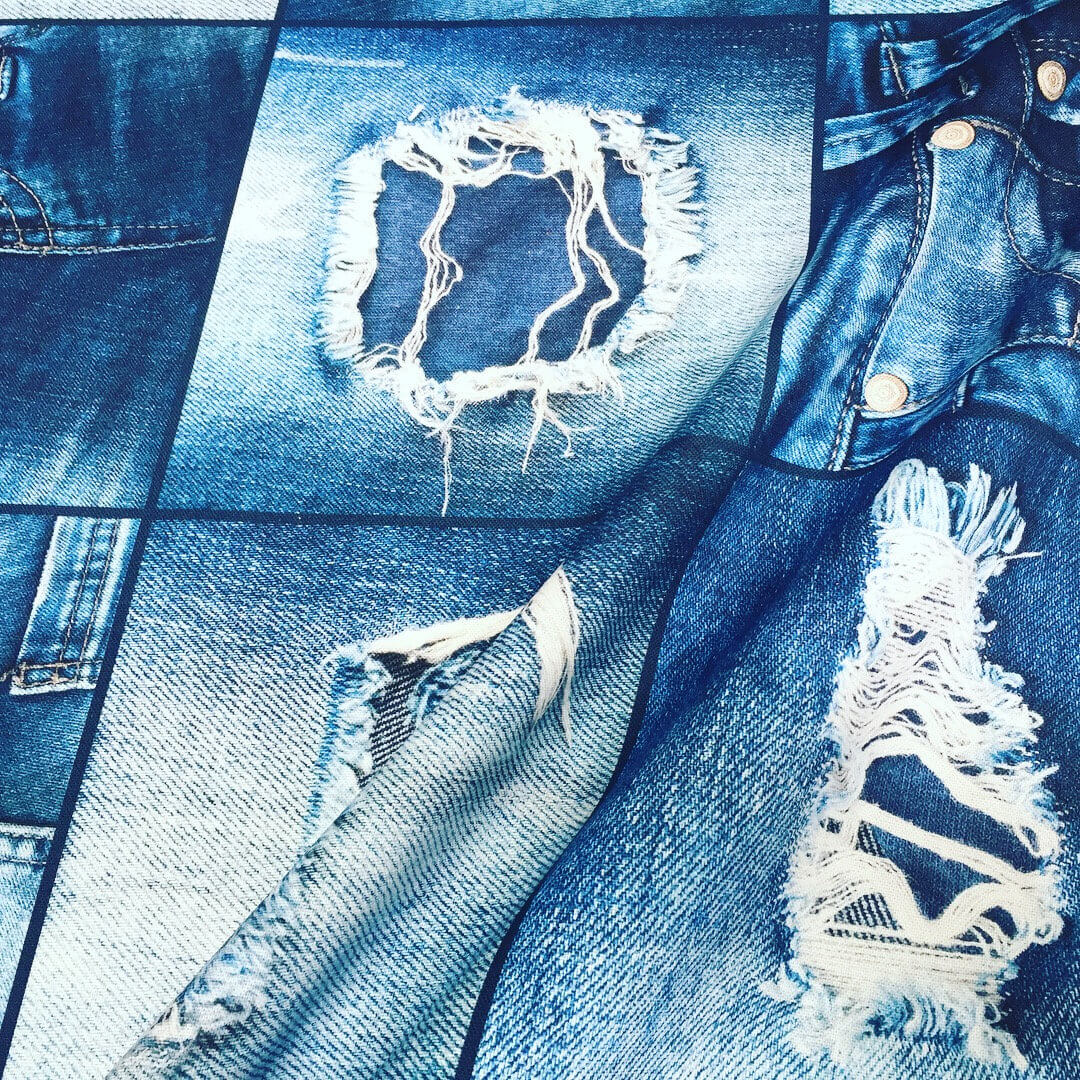 DIGI DENIM JEANS Effect Fabric for Furnishing, Curtains, Backdrop ...