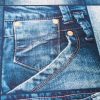 DENIM JEANS Effect Fabric for Furnishing, Curtains, Backdrop - blue patchwork cotton material - 110"/280cm extra wide - jeans print canvas