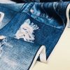 DENIM JEANS Effect Fabric for Furnishing, Curtains - blue denim patchwork cotton material - 55"/140cm wide - jeans print denim canvas