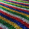 Rainbow Mettalic Tinsel Lurex Fabric Material - Sparkling Striped Rasta Print Glitter - 150cm wide