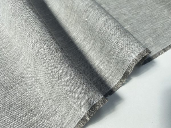 Pure Plain Soft Linen Fabric Material - 100% Linens Textile for Home Decor Curtains Clothes - 150cm wide - Plain NATURAL GREY Linen - Image 3