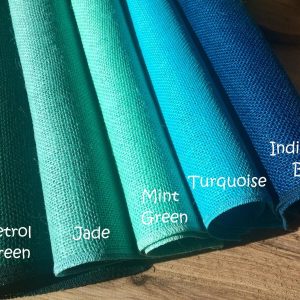 12'' wide Rustic Burlap Jute Runners For Events, Weddings, Home - Petrol Green, Jade, Mint Green, Turquoise, Indigo Blue (BY HALF YARD)