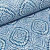 Blue & White Spanish Tile Flower Mandala Fabric Cotton Panama Material for Dress Decor Curtain Upholstery - 55" or 140cm wide