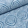 Blue & White Spanish Tile Flower Mandala Fabric Cotton Panama Material for Dress Decor Curtain Upholstery - 110" or 280cm wide