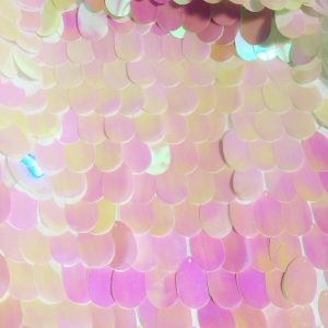 Jumbo Sequin Fabric TearDrop Sequins Stretch Material for Wedding, Curtains, Backdrop, Decor -130cm wide - Sparkling Iridescent Pink
