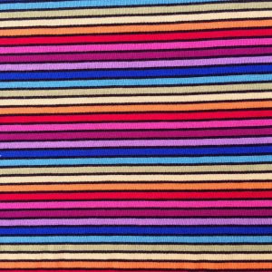 MULTI STRIPE Black Rainbow Jersey Knit Elastane - 4 Way Stretch Rib Cuff Fabric - 155cm wide
