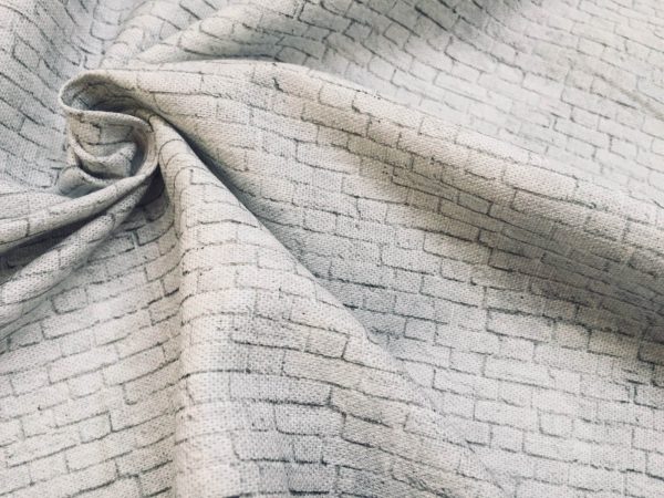 SMALL White Brick Wall Print Cotton Fabric - Stone Bricks Curtain Dress Backdrop Material - 280cm EXTRA Wide
