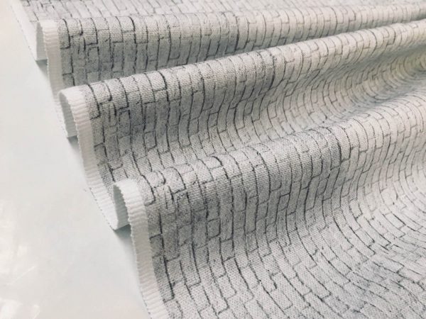 SMALL White Brick Wall Print Cotton Fabric - Stone Bricks Curtain Dress Backdrop Material - 55''/ 140cm wide