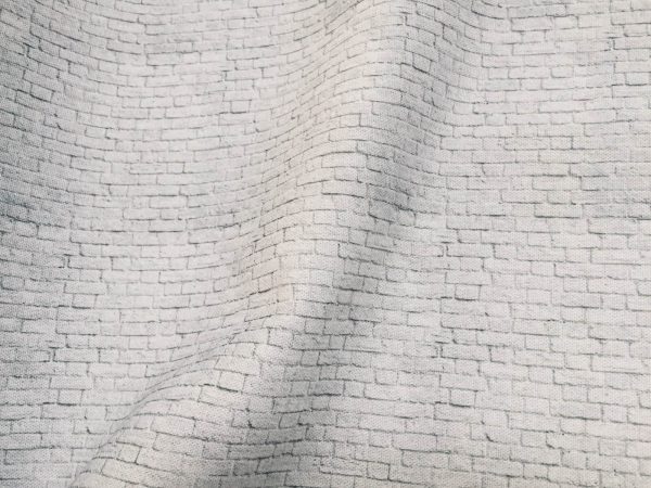 SMALL White Brick Wall Print Cotton Fabric - Stone Bricks Curtain Dress Backdrop Material - 55''/ 140cm wide