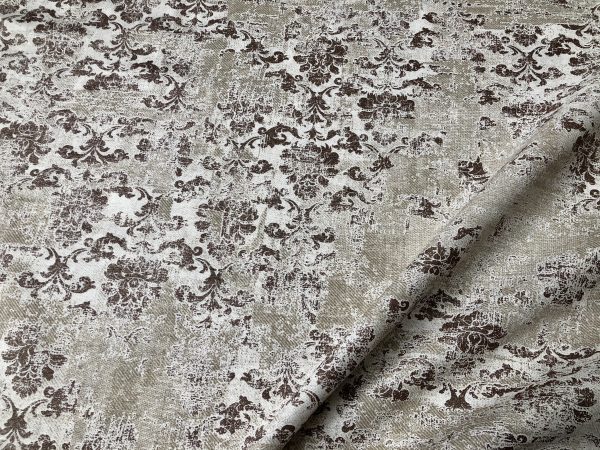 Antique Vintage Damask Print Fabric Baroque Material for Curtains Upholstery Dressmaking - 110'' (280cm) extra wide - BROWN & Cream - Image 7