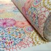Pink Flowers & Leaves Floral Mandala Fabric Curtain Material for Dress Decor Curtain Upholstery - 54" wide