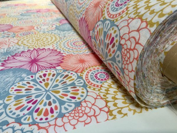 Pink Flowers & Leaves Floral Mandala Fabric Curtain Material for Dress Decor Curtain Upholstery - 54" wide
