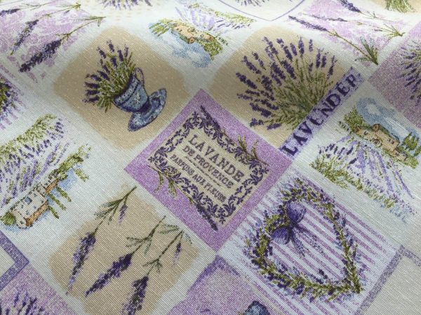French Lavender Print Cotton Fabric Floral Curtains Upholstery - 280cm EXTRA WIDE