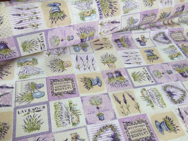 French Lavender Print Cotton Fabric Floral Curtains Upholstery - 280cm EXTRA WIDE